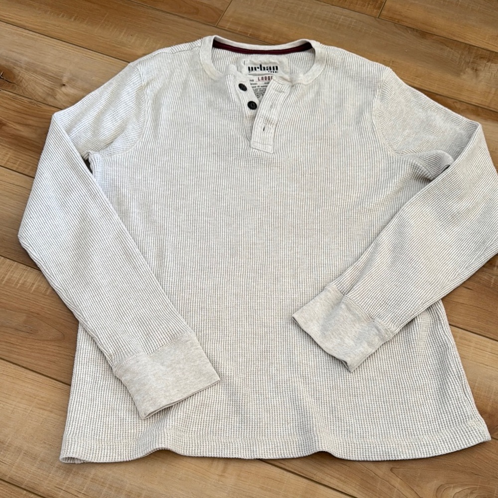 Urban Pipeline Gray Long Sleeve Thermal Henley Shirt size L